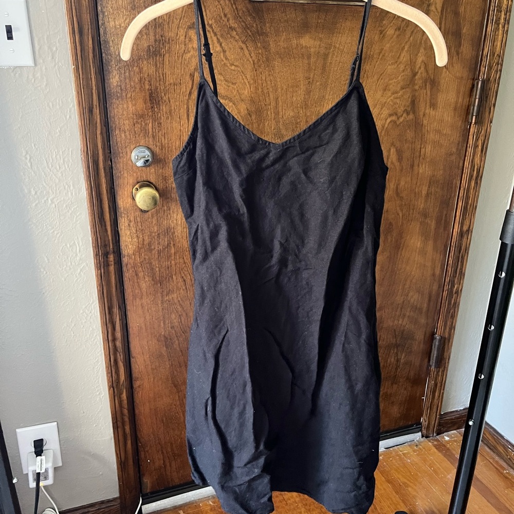 Black Linen Blend Dress